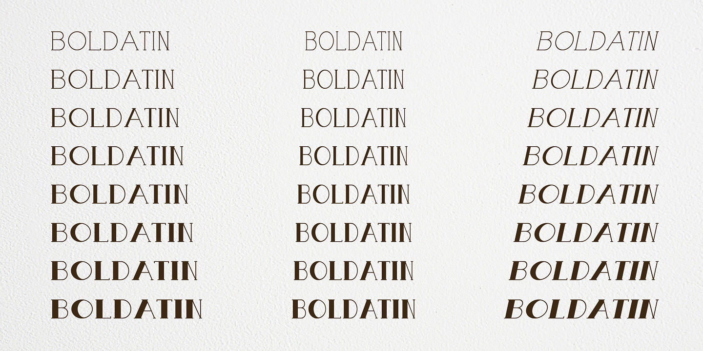 Beispiel einer Boldatin Bold Slanted-Schriftart